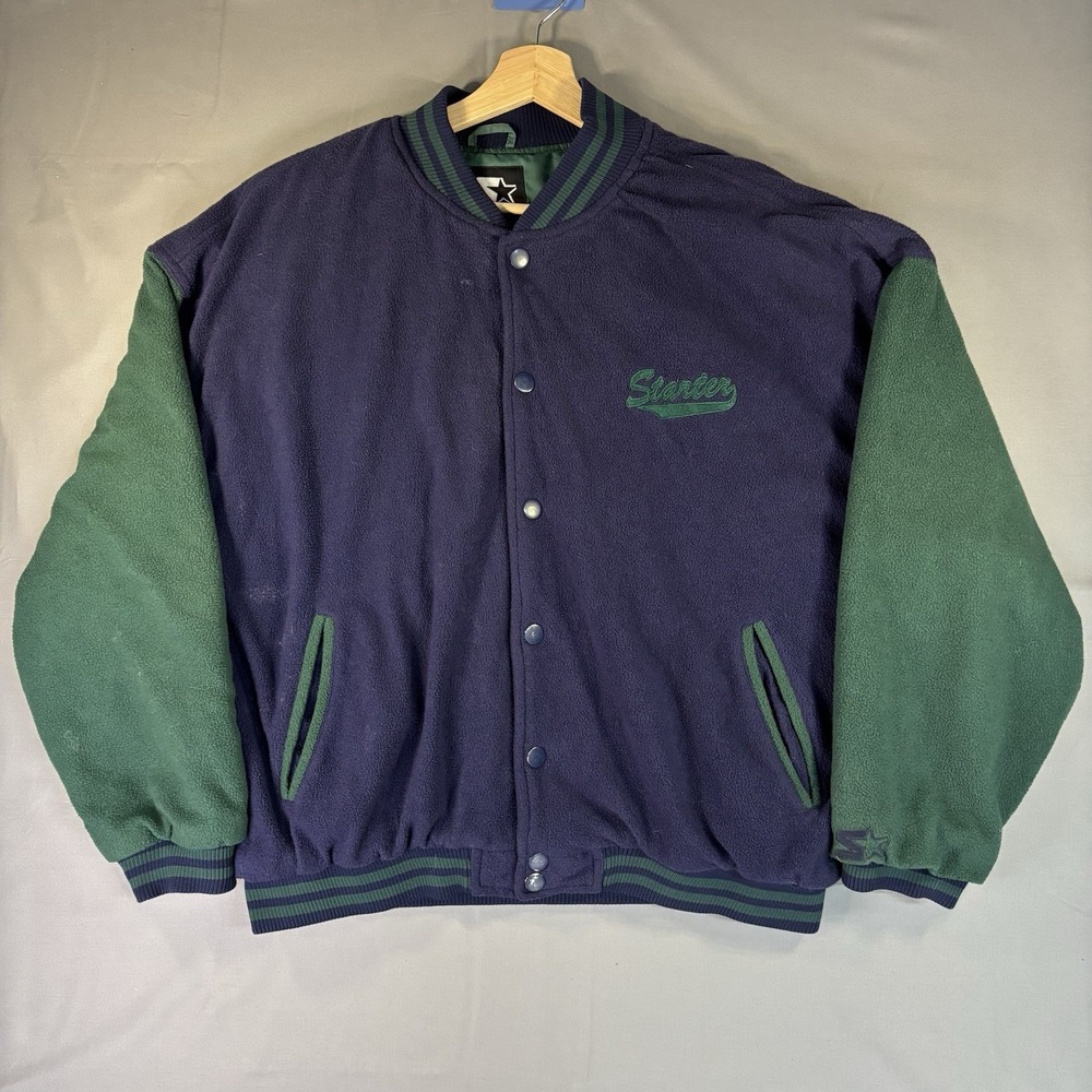 Vintage Starter Spellout Embroidery Jacket Bomber Men's XL Navy/Green Fleece